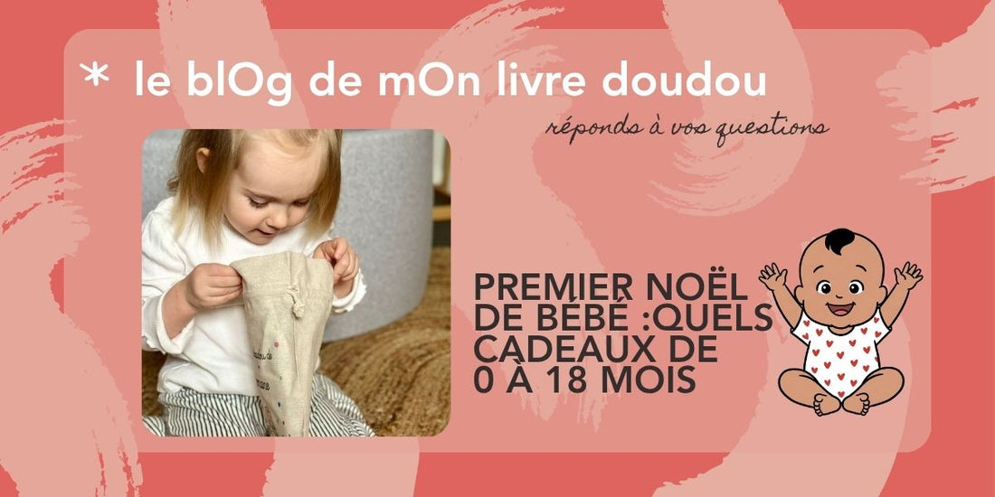 Jeune enfant qui découvre son livre photo en tissu mOn livre doudou, idée cadeau de Noël pour bébé de 0 à 18 mois